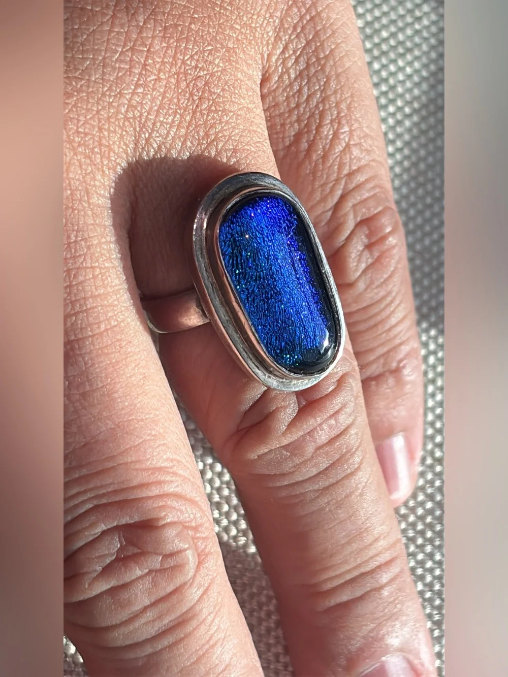 Sterling Silver Glass Ring